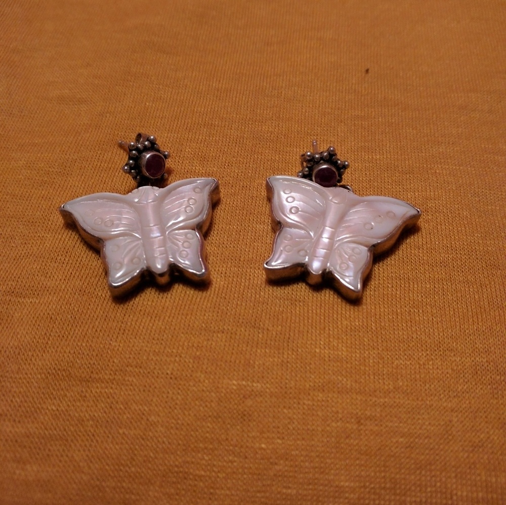 Sterling silver Artisan butterfly earrings